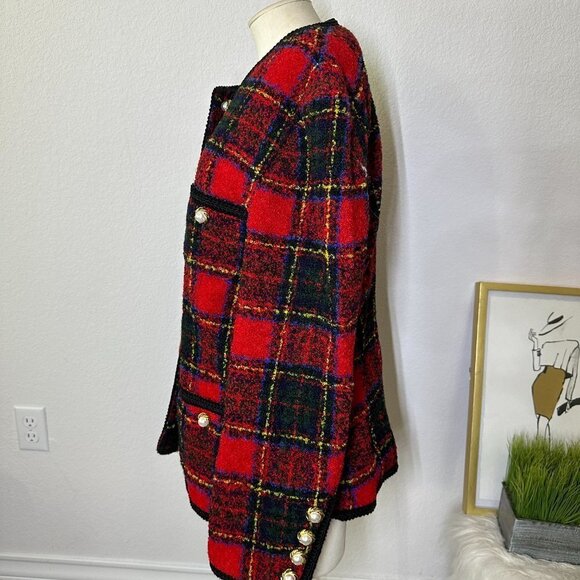 Saks 5th Ave CHANEL Style Plaid Wool Jacket - Picture 2 of 4